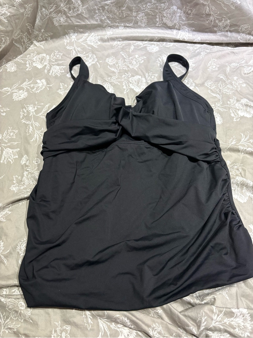 Lands End black tankini swim top underwire 20W